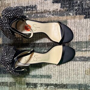 Jessica Simpson Black and Silver Embellished Heels